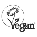 Vegan certification logo featuring a sunflower