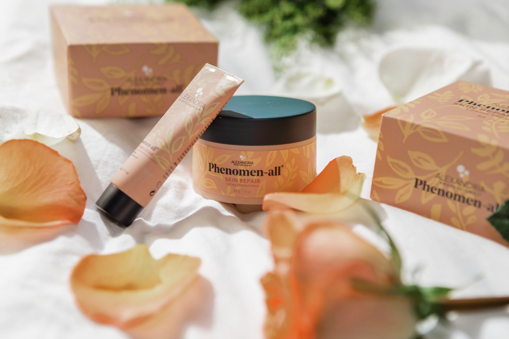 picture of phenomen-all® skin repair balm by Alexandria Professional surrounnded by flower petals